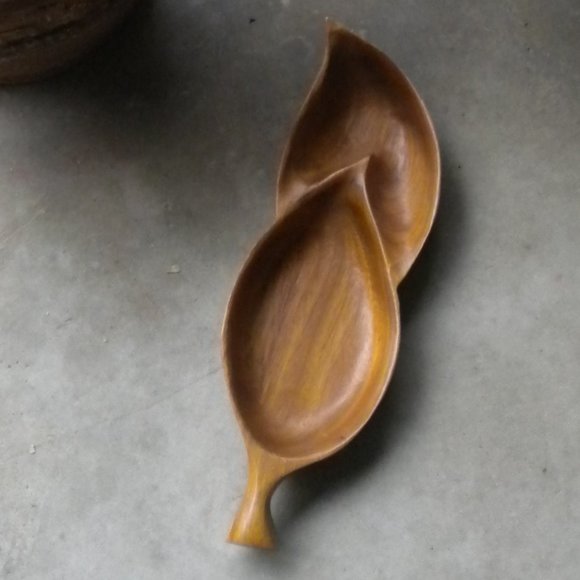Monkey pod Wood Other - Large Leilani Hawaii Vintage Monkey Pod Divided Leaf Platter Wood Bowl